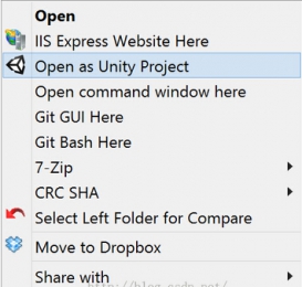 使用注册表文件只需右键单击文件夹用Unity5打开项目