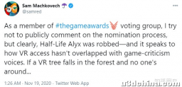 如何评价《半衰期：Alyx》没有获得 TGA 2020 的年度最佳游戏提名？